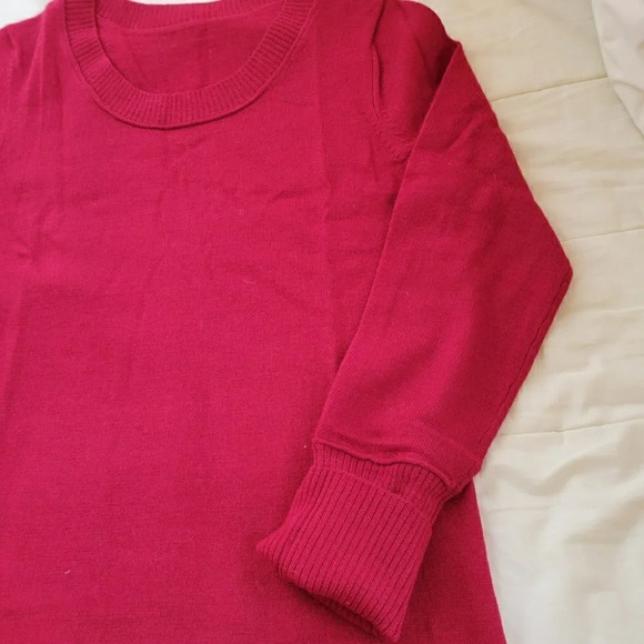 Women's Red Crew Neck Sweater - Picture 7 of 9